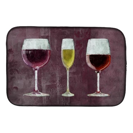 Carolines Treasures Carolines Treasures SB3073DDM Three Glasses of Wine Purple Dish Drying Mat SB3073DDM